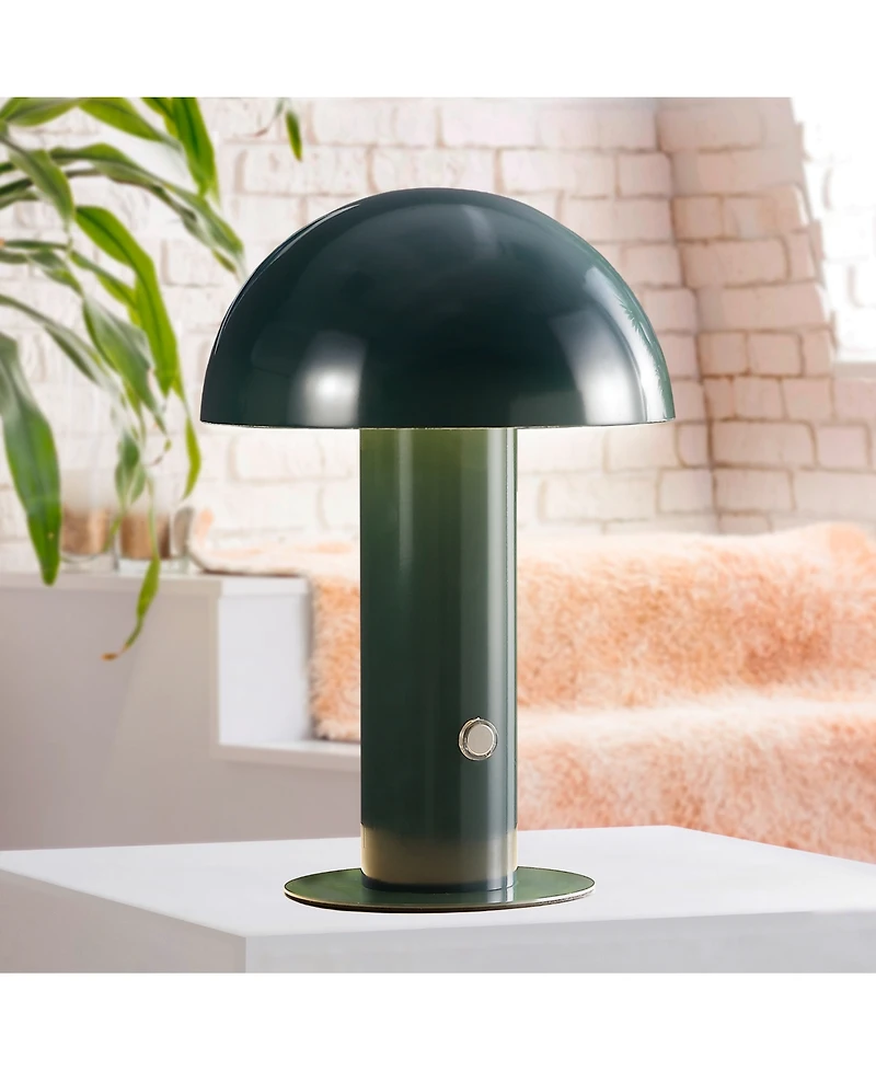 Boletus 10.75" Contemporary Bohemian Rechargeable, Cordless Iron Integrated Led Mushroom Table Lamp