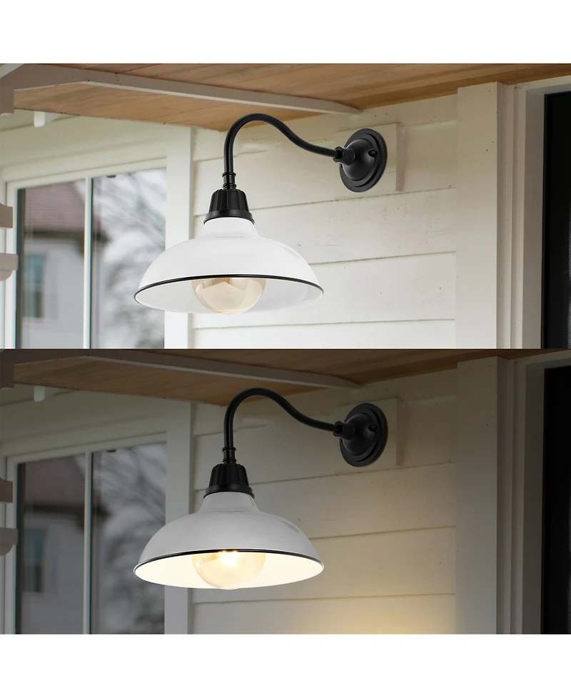 Aurora 12.25" 1-Light Farmhouse Industrial Indoor, Outdoor Iron Led Gooseneck Arm Sconce