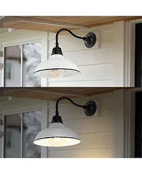 Aurora 12.25" 1-Light Farmhouse Industrial Indoor, Outdoor Iron Led Gooseneck Arm Sconce