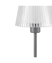 Oscar 12.5" Modern Industrial Rechargeable, Cordless Iron, Acrylic Integrated Led Table Lamp with Ribbed Shade