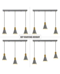 Apollo 33.5" 3-Light Mid-Century Modern Iron Adjustable Linear Led Pendant