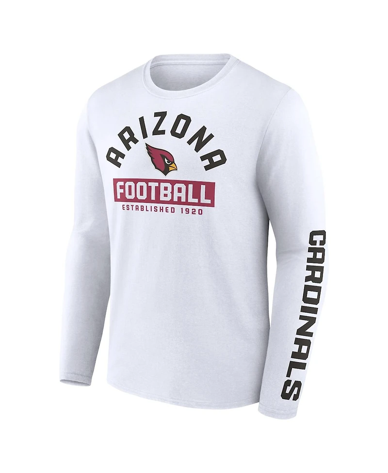 Men's Fanatics Cardinal, White Arizona Cardinals Long and Short Sleeve Two-Pack T-shirt