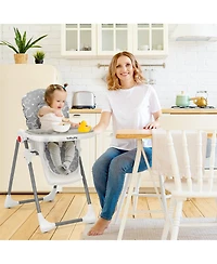 Costway Toddler Folding High Chair Dining Chair w/ 6-Level Height Adjustment