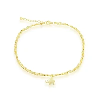 Simona Sterling Silver Double Strand Mirror Chain w/ Elephant Anklet