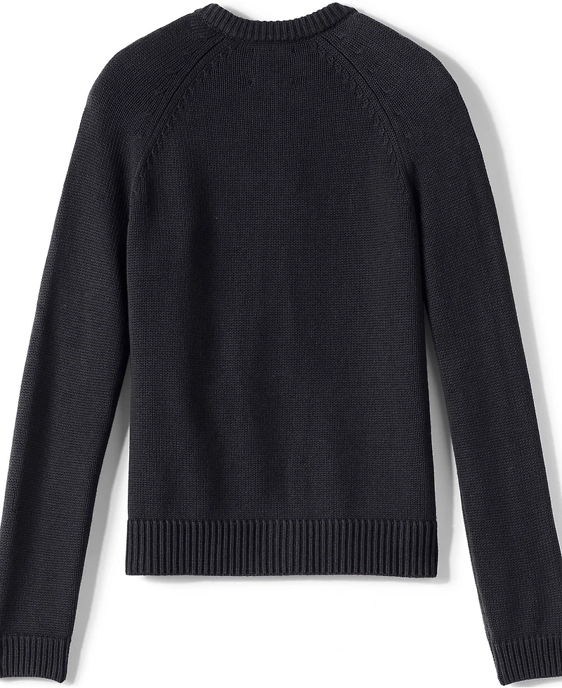 Lands' End Girls School Uniform Cotton Modal Zip Front Cardigan Sweater