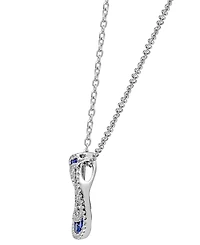 Lab-Grown Sapphire (1-1/2 ct. t.w.) & Cubic Zirconia Teardrop 18" Pendant Necklace in Sterling Silver