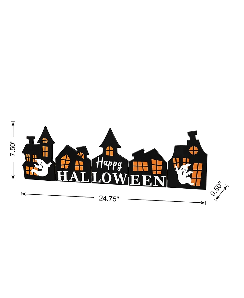 Glitzhome 24.75" L Halloween Wooden Hinged Haunted House Table Decor