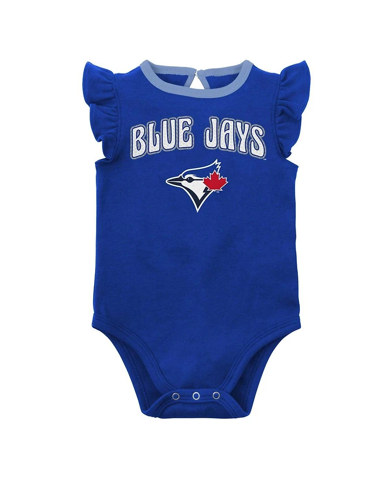 Newborn and Infant Boys Girls Royal, Heather Gray Toronto Blue Jays Little Fan Two-Pack Bodysuit Set