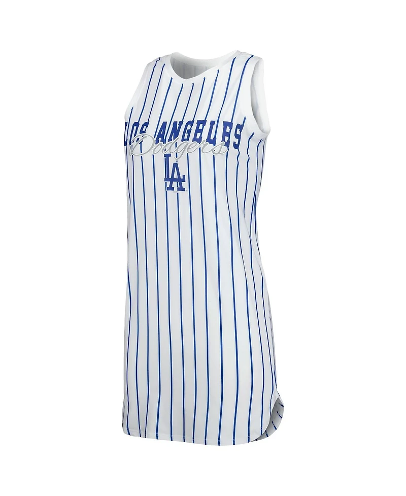 Women's Concepts Sport White Los Angeles Dodgers Reel Pinstripe Knit Sleeveless Nightshirt