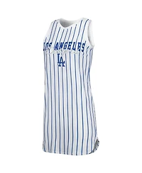 Women's Concepts Sport White Los Angeles Dodgers Reel Pinstripe Knit Sleeveless Nightshirt