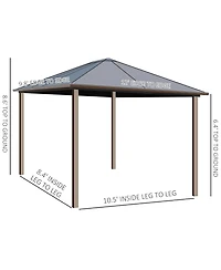 Outsunny 10' x12' Hardtop Gazebo with Aluminum Frame, Permanent Metal Roof Gazebo Canopy with 2 Hooks, Curtains and Netting for Garden, Patio, Backyar