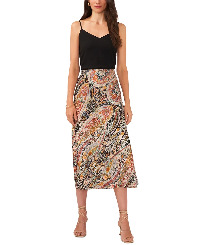 1.state Women's Printed A-Line Midi Skirt