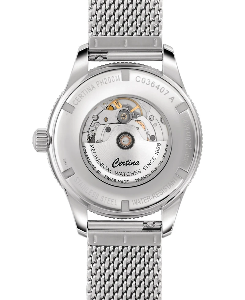 Certina Men's Swiss Automatic Ds PH200M Stainless Steel Mesh Bracelet Watch 43mm