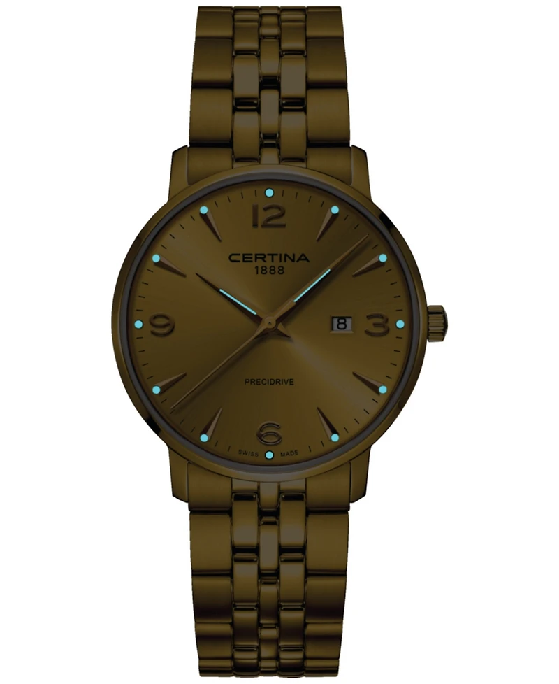 Certina Unisex Swiss Ds Caimano Gold Pvd Stainless Steel Bracelet Watch 39mm