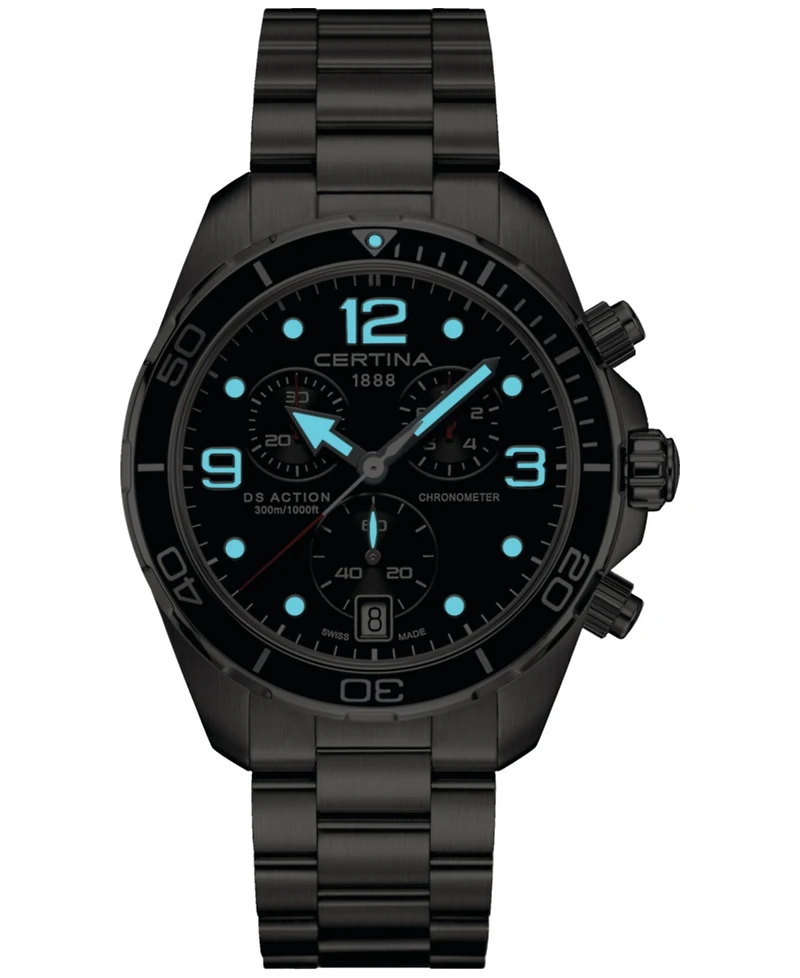 Certina Men's Swiss Chronograph Ds Action Stainless Steel Bracelet Watch 43mm