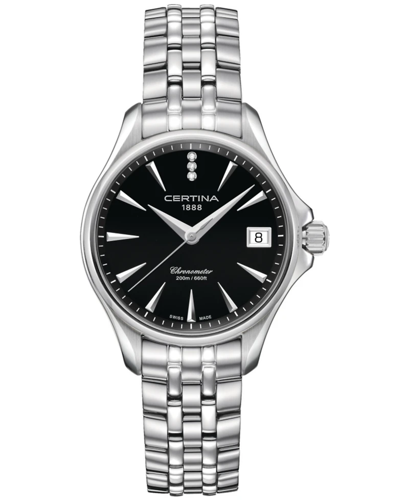 Certina Women's Swiss Ds Action Diamond Accent Stainless Steel Bracelet Watch 34mm