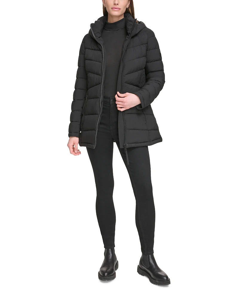 Calvin Klein Women's Stretch Hooded Puffer Coat, Created for Macy's
