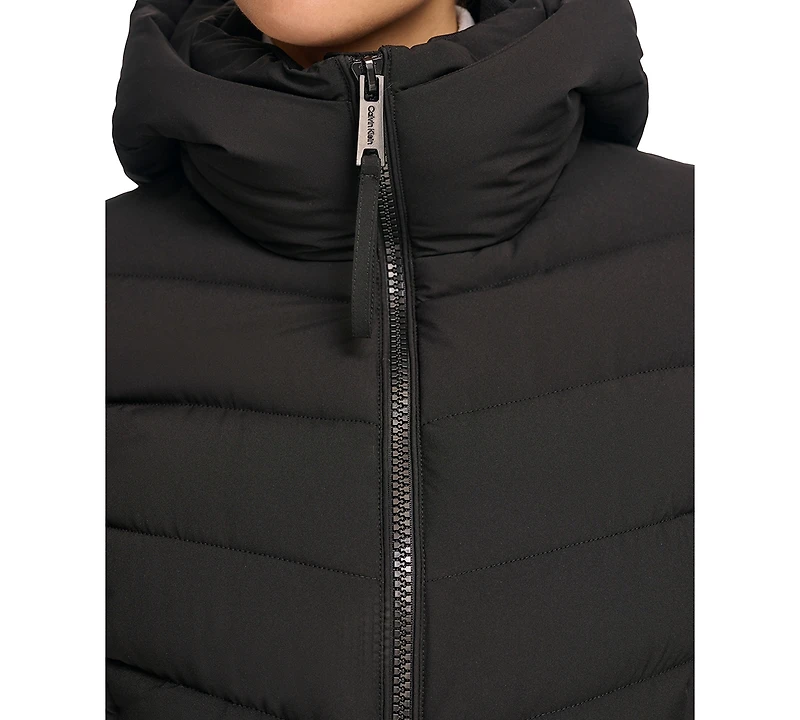 Calvin Klein Women's Hooded Stretch Puffer Coat, Created for Macy's