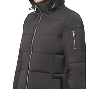 Calvin Klein Women's Sherpa-Trimmed Hooded Down Puffer Coat