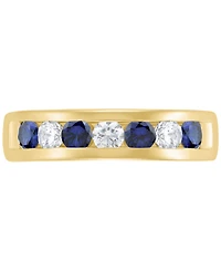 Grown With Love Men's Lab Grown Sapphire (1-1/6 ct. t.w.) & Lab Grown Diamond (3/4 ct. t.w.) Channel Band in 10k Gold