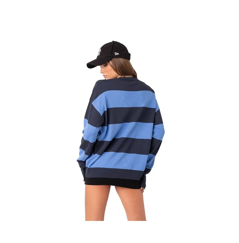 Women's Light Knitted Oversize Sweater With Stripes