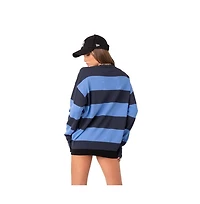 Women's Light Knitted Oversize Sweater With Stripes