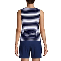 Lands' End Women's Mastectomy Chlorine Resistant High Neck Upf 50 Modest Tankini Swimsuit Top