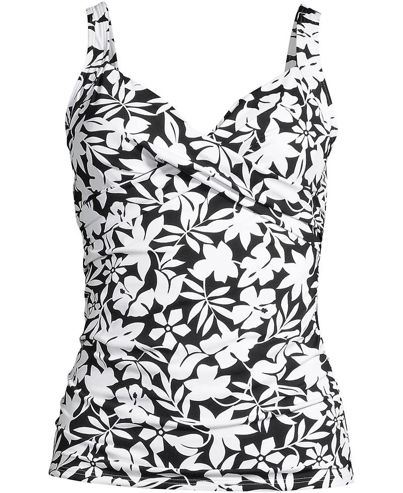 Lands' End Women's Tummy Control V-Neck Underwire Tankini Swimsuit Top Adjustable Straps