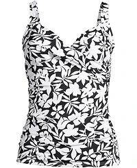 Lands' End Women's Tummy Control V-Neck Underwire Tankini Swimsuit Top Adjustable Straps