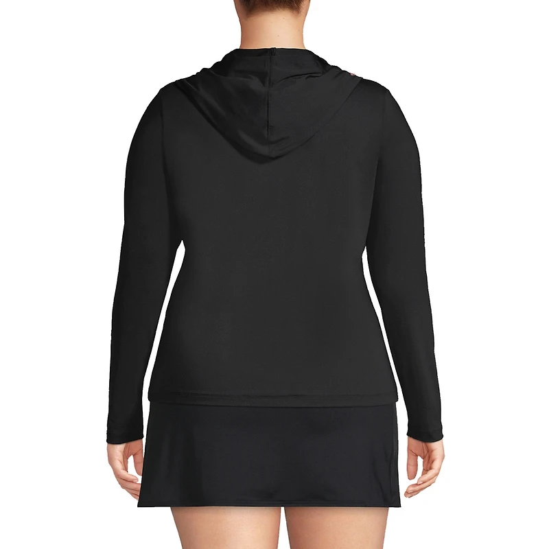 Lands' End Plus SunShade Upf 50 Long Sleeve Hooded Full Zip Rash Guard