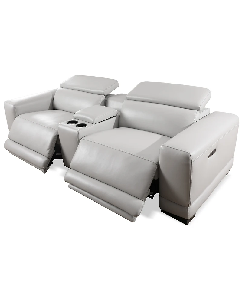Closeout! Krofton 3-Pc. Beyond Leather Fabric Sofa with 2 Power Motion Recliners and 1 Console, Created for Macy's