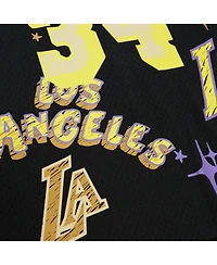 Men's Mitchell & Ness Shaquille O'Neal Black Los Angeles Lakers Swingman Sidewalk Sketch Jersey