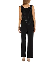 R & M Richards Petite 3-Pc. Sequined-Lace Jacket, Top Pants