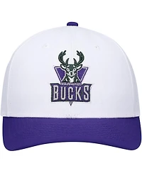 Men's Mitchell & Ness White, Purple Milwaukee Bucks Hardwood Classics Core 2-Tone 2.0 Pro Snapback Hat
