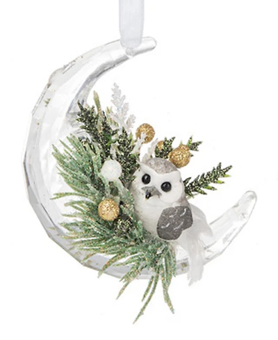 Ganz Kissing Krystals Owl Crescent Moon Ornament
