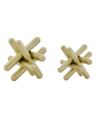 Danya B Small and Medium 2-Piece Abstract Gold-Tone Finish Textured Metal Geometric Sculptures Set