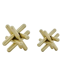 Danya B Small and Medium 2-Piece Abstract Gold-Tone Finish Textured Metal Geometric Sculptures Set