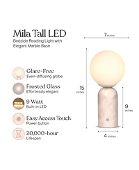 Brightech Mila Tall 15" Dimmable Led Table Lamp with Marble Base