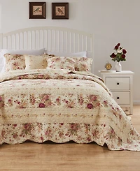 Greenland Home Fashions Antique-Like Rose 100% Cotton Traditional 3 Piece Bedspread Set, Queen