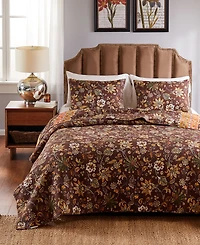 Greenland Home Fashions Audrey Floral Print 3 Piece Quilt Set, King/California King