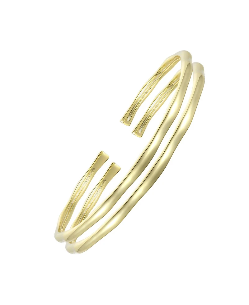 14K Gold Plated Thin Cuff Adjustable Bangle Bracelet