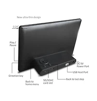 Sungale 7 inch Digital Photo Frame, Black, 1024x600 - Usb & Sd card Support