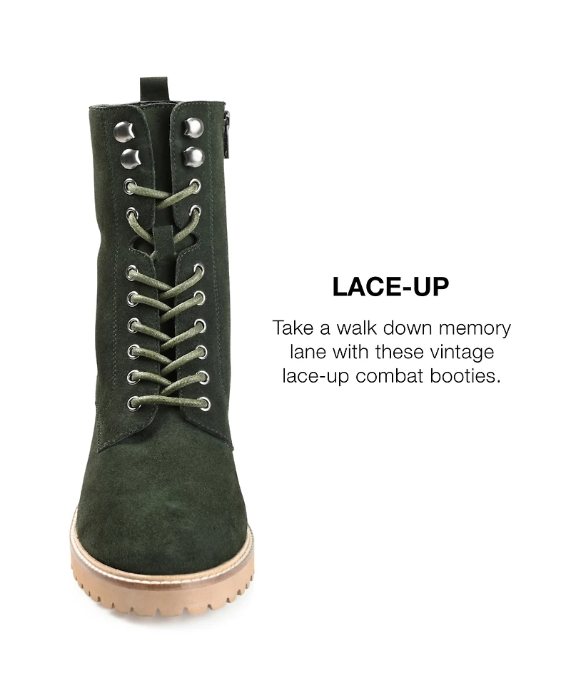 Journee Signature Women's Malle Lace Up Lug Sole Combat Booties