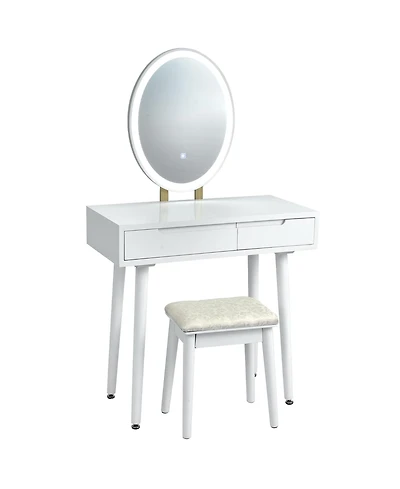 Costway Vanity Makeup Table Touch Screen Dressing Table Stool Set