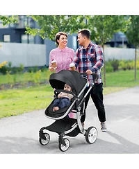 Costway Baby Folding Aluminum Bassinet Reversible Stroller