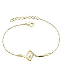 Gv Sterling Silver 14k Gold Plated With 7mm White Freshwater Pearl Adjustable Layering Bracelet