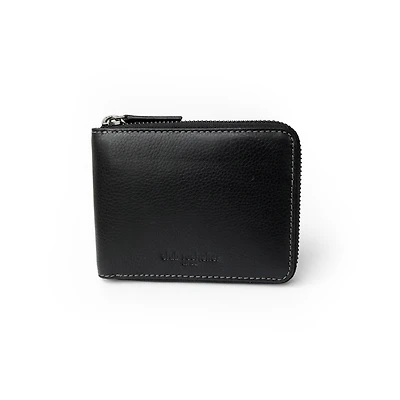 Club Rochelier Men's Full Leather Zipper Around Wallet with Center Wing