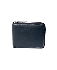 Club Rochelier Men's Full Leather Zipper Around Wallet with Center Wing