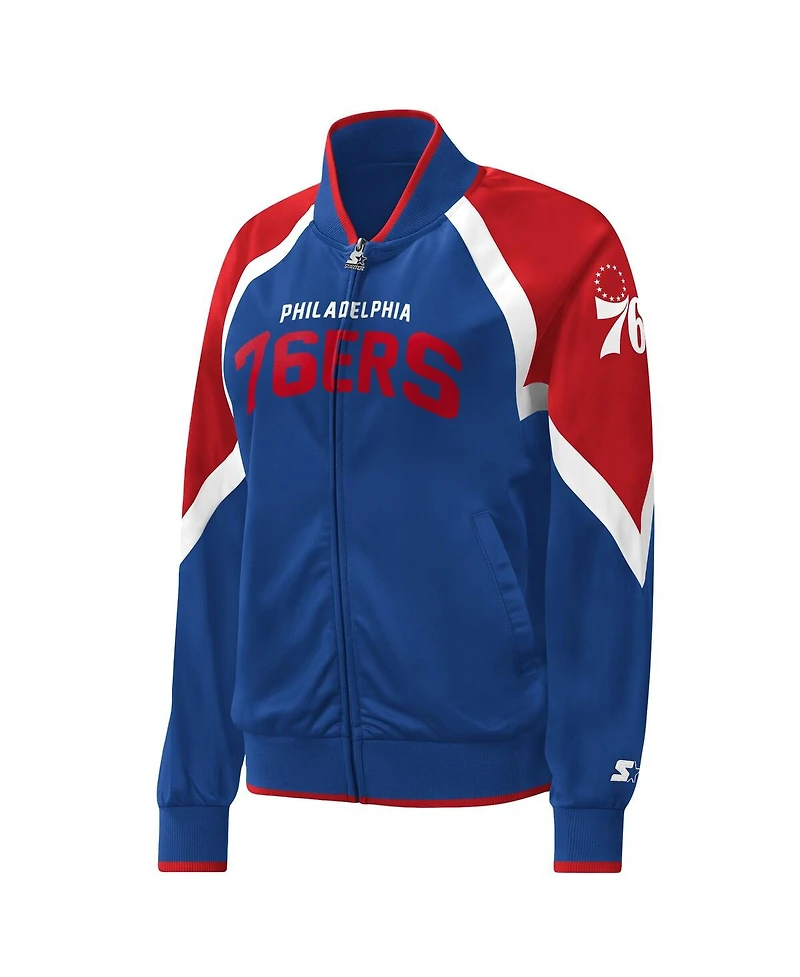 Women's Starter Royal Philadelphia 76ers Slam Dunk Raglan Full-Zip Track Jacket