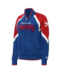 Women's Starter Royal Philadelphia 76ers Slam Dunk Raglan Full-Zip Track Jacket